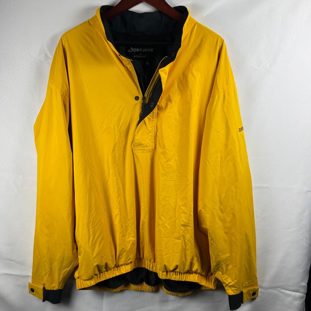 FootJoy DryJoys Mens XL Yellow Quarter Zip Golf Windbreaker Pullover Jacket